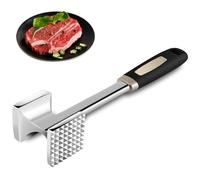 Batticarne, batticarne double face, in acciaio inox, per bistecca, pollo, maiale, cotolette, manzo (argento)