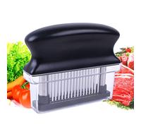 Batticarne con 48 Lame ad Ago Ultra Affilate in Acciaio Inossidabile, Utensili da Cucina per Intenerire Carne di Maiale, Bistecca di Manzo, Barbecue, Marinata(Nero)