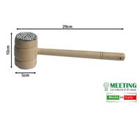 Batticarne in Legno con Inserti in Metallo Resistente 5x10x29 cm Battere Carne