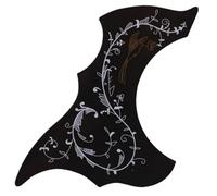 Battipenna autoadesivo nero per chitarra acustica, piastra antigraffio, a forma di colibrì e acqua, accessori per chitarra acustica e classica (ZS379)