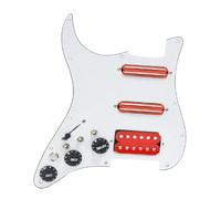 Battipenna caricato 1Set SSH Chitarra Battipenna Cablaggio Caricato Precablato + Interruttore Silenzio ST Chitarra Elettrica Doppia Bobina Pickup 12Colori(White-Red pickup)