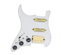 Battipenna caricato 1Set SSH Chitarra Battipenna Cablaggio Caricato Precablato + Interruttore Silenzio ST Chitarra Elettrica Doppia Bobina Pickup 12Colori(White-Cream pickup)