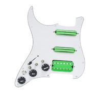 Battipenna caricato 1Set SSH Chitarra Battipenna Cablaggio Caricato Precablato + Interruttore Silenzio ST Chitarra Elettrica Doppia Bobina Pickup 12Colori(White-Green pickup)