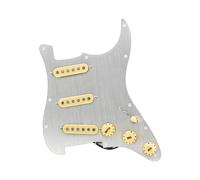Battipenna Caricato Pickguard Per Chitarra SSS Precablato Alnico 5 Pickup Single Coil Sfalsati 52/52/52mm (Color : Silver)