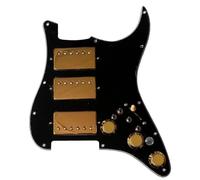 Battipenna caricato precablato con Kill Switch Bobina divisa Alnico 5 Pickup Humbucker 11 fori for American/Messican Str - a(3 Ply Black)