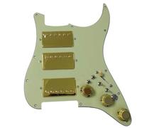Battipenna caricato precablato con Kill Switch Bobina divisa Alnico 5 Pickup Humbucker 11 fori for American/Messican Str - a(3 Ply Vintage Green)