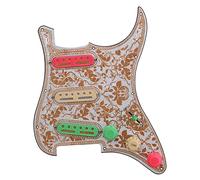 Battipenna chitarra caricato Nero Giallo PVC 11. Buchi SSS. Pickguard Precablato Set Pickup Knobs Converter (Color : 2)