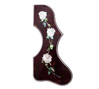 Battipenna intarsiato in conchiglia di abalone per chitarra acustica Gibson J200, SJ200 o 101-109 cm, design fatto a mano con corona e rosa gialla, facile installazione adesiva (rosa gialla)