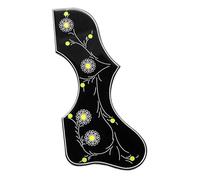 Battipenna per Chitarra Acustica Parti Ricambio Piastra Antigraffio Per Chitarra In Resina Epossidica Di Celluloide Decorativa Con Fiori 1R/1L Per Chitarra Acustica Folk(1R Black)