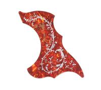 Battipenna Per Chitarra Folk Antigraffio Con Motivo A Fiori E Uccelli 40/41 Pollici(Red)