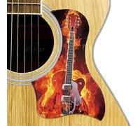 Battipenna per chitarra, per Taylor, autoadesivo, antigraffio, decorativo con design artistico, compatibile con 12 stili - Tramonto, Flower Crane, Coniglio (10-Flaming Guitar Art)