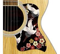 Battipenna per chitarra, per Taylor, autoadesivo, antigraffio, decorativo, con design artistico, compatibile con 12 stili - Tramonto, Flower Crane, Rabbit (5 gru orientali e fiori)