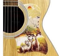 Battipenna per chitarra, per Taylor, autoadesivo, antigraffio, decorativo, con design artistico, compatibile con 12 stili - Tramonto, Flower Crane, Coniglio (2 fantasie cervi e albero)