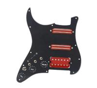 Battipenna precablato caricato 1Set SSH Chitarra Battipenna Cablaggio Caricato Precablato + Interruttore Silenzio ST Chitarra Elettrica Doppia Bobina Pickup 12Colori(Black-Red pickup)