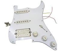 Battipenna precablato caricato SSH for chitarra elettrica, gruppo piastra antigraffio bianca a 11 fori con pickup ed elettronica