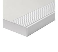 Battiscopa Antiscivolo in Alluminio a L per Scale, Argento, W 4 x H 2cm | Protezione bordo gradino resistente all'acqua, profilo a L per interni ed esterni, superficie antiscivolo sicura