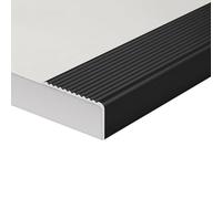 Battiscopa Antiscivolo in Alluminio a L per Scale, Nero, W 5 x H3cm | Protezione bordo gradino resistente all'acqua, profilo a L per interni ed esterni, superficie antiscivolo sicura