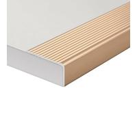 Battiscopa Antiscivolo in Alluminio a L per Scale, Oro, W 3 x H 2cm | Protezione bordo gradino resistente all'acqua, profilo a L per interni ed esterni, superficie antiscivolo sicura