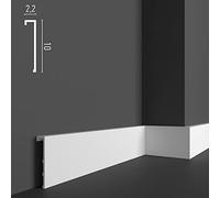 Battiscopa coprimarmo da 2 metri, misure 10 x 2,2 cm, zoccolino in duropolimero hdps (più resistente del pvc e legno) bianco pitturabile, con passacavi, passatubi, non fa muffa