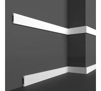 Battiscopa da 2 metri, misure 4 x 1 cm, zoccolino in duropolimero hdps (più resistente del pvc e legno) bianco pitturabile, non fa muffa - HCR504