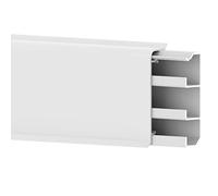 Battiscopa Habengut 3 m in PVC, con canalina integrata, colore: bianco, altezza 70 mm (2 pezzi, lunghezza 1,5 m)