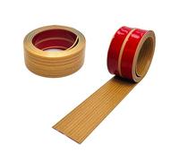 Battiscopa morbida, profilo angolare in PVC, 3 m, autoadesiva, per cucina e bagno, listello di chiusura autoadesiva, flessibile, striscia di tenuta per fughe (venature del legno giallo, 20 x 20 mm)