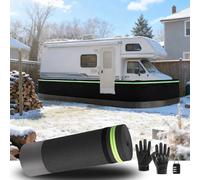 Battiscopa per camper invernale da 2,6/0,9 m, per rimorchio da viaggio con strisce riflettenti, pannelli in rete in fibra di fibra ad alta densità, antivento e anti-neve, 95 cm di altezza, 24 m di