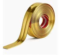 Battiscopa PVC per Angoli,1.5x1.5 cm Bordura Vinile per Pavimenti, Piastrelle, Muri, Mobili-Bordura per Piani di Lavoro della Cucina Modanatura Decorativa Flessibile Profilo Angolare, Oro 5M