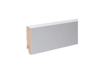 Battiscopa quadrato in legno massiccio, bianco laccato RAL 9010