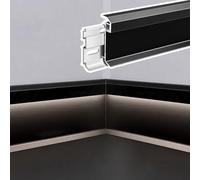 battiscopa Rivestimento Per Battiscopa Nero Con Illuminazione A LED, Clip Per Base A Muro Da 1 1,2 2 2,5 M Per La Cucina Della Mensa Del Battiscopa Con Spazi Vuoti(A 8cm/3'',1.3 m/4 ft)