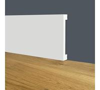 Battiscopa SQUADRATO BIANCO PASSACAVO 60x10mm in POLIMERI - Polistrutturato (prezzo al metro)