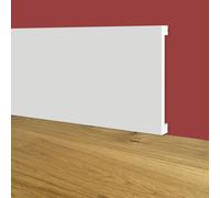 Battiscopa SQUADRATO BIANCO PASSACAVO 80x10mm in POLIMERI - Polistrutturato (prezzo al metro)