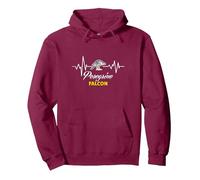 Battito Cardiaco con Un Falco pellegrino Uccello falconeria Birdwatching Felpa con Cappuccio, Unisex per Adulti, Bordeaux, XXL