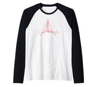Battito Cardiaco della Barca a Vela per Marinai e capitani Maglia con Maniche Raglan