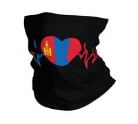Battito Cardiaco Mongolo Amo La Bandiera del Cuore della Mongolia Donna Uomo Decorazione Facciale Elastico Headwrap Traspirante Ghetta da Collo per Yoga Traspirante Sports