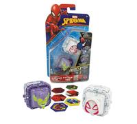 Battle Cubes- Iron Man, Battle Cube 2 Pack Spiderman-Green Goblin & Spider-Gwen, Carta Roccia, Gioco di Forbici, Multicolore, Medium, BAD00200
