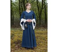 Battle-Merchant Abito Medievale Amal Blu/Natur Bliaut Con Finestre Dell'Inferno