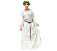 Battle-Merchant ANA - Abito Donna Medievale - per Costume Vichingo e Giochi di Ruolo dal Vivo (Larp) - Bianco Sporco - S
