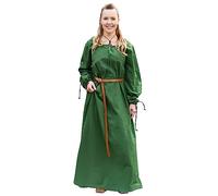 Battle-Merchant Abito medievale Ana da donna | Costume vichingo maniche lunghe pavimento-lunghezza cotone | LARP vestito, bianco, rosso, blu, naturale, verde, M
