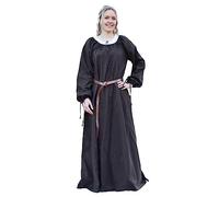 Battle-Merchant - Abito medievale Ana da donna - Costume vichingo manica lunga lunghezza piano cotone - LARP vestito, bianco, rosso, blu, naturale, marrone, XXL