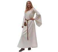Battle-Merchant Burglinde - Abito Medievale Lungo con Maniche a Campana - Cotone - per rappresentazioni vichinghe e Giochi di Ruolo dal Vivo (Larp) - Bianco Sporco - XXL