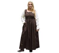 Battle-Merchant Abito medievale Lene da donna, senza maniche, in cotone, colore: marrone/rosso/verde, S/M/L/XL/XXL, marrone, XXL