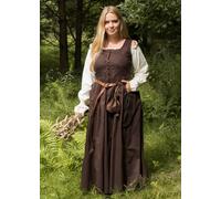 Battle-Merchant Abito Medievale Lene Donna Marrone, Vestito Storico in Cotone