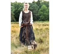 Battle-Merchant - Abito medievale senza maniche Jarle - Abito vichingo da donna - Medioevo, Costume, LARP, Fantasy, marrone/nero, S