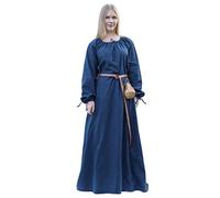 Battle-Merchant ANA - Abito Donna Medievale - per Costume Vichingo e Giochi di Ruolo dal Vivo (Larp) - Blu - S