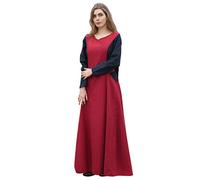 Battle-Merchant Andra - Surcotto Medievale da Donna - sopravveste Lunga e Smanicata - in Tela di Cotone - per rappresentazioni vichinghe, Carnevale, Giochi di Ruolo dal Vivo (Larp) - S-XXL