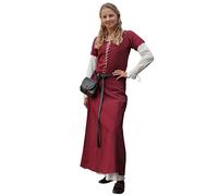 Battle-Merchant AVA - Abito Medievale da Donna in Stile cottardita con Allacciatura - Maniche Corte - Ideale per Costume Vichingo o per Giochi di Ruolo dal Vivo (Larp) - Vinaccia - L