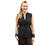 Battle-Merchant - Camicetta Medievale Senza Maniche Levke, Camicia con Lacci, Abito di Tartaruga, Larp, Vichingo, Pirata - Nero - L