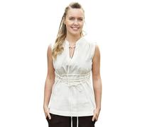 Battle-Merchant - Camicetta medievale senza maniche Levke, camicia con lacci, abito di tartaruga, larp, vichingo, pirata, naturale, XXL