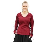 Battle-Merchant Camicetta rinascimentale medievale Aila con lacci donna manica lunga scollo a V | Costume Carnevale LARP vichingo, rosso vivo, L